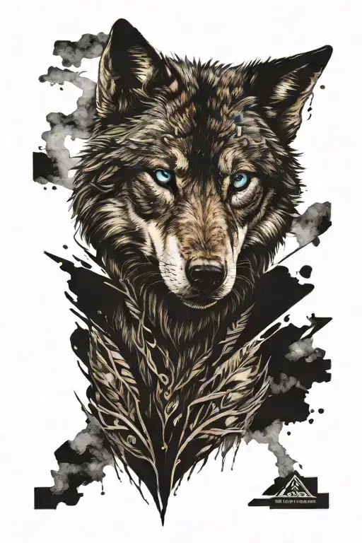 wolf blue eyes tattoo design idea