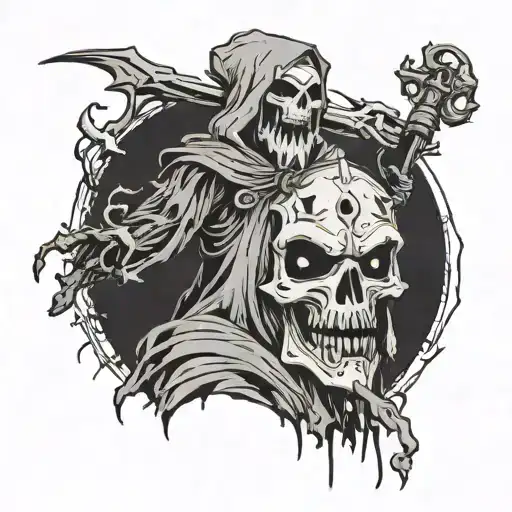 the adventure time lich, with a disturbing look and rotting skin tattoo design idea