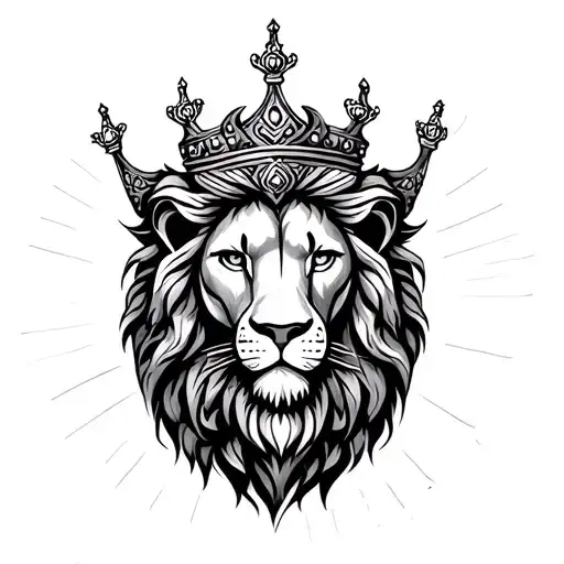 lion crown sleeve khanda Sikh tattoo design idea