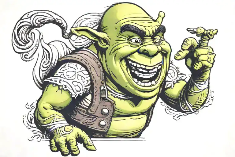 shrek middle finger tattoo design idea
