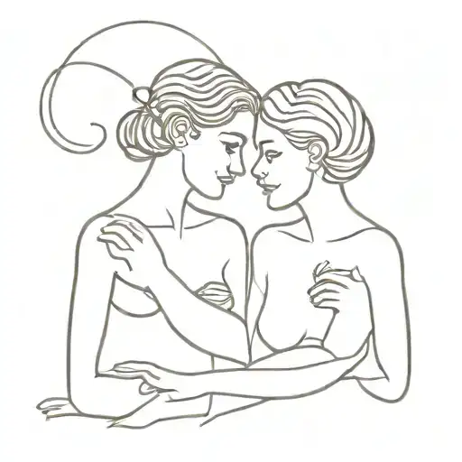 mom and daughter cancer and aries zodiac sign tattoo design idea