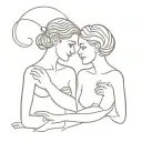 mom and daughter cancer and aries zodiac sign tattoo design idea