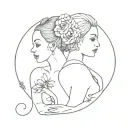 mom and daughter cancer and aries zodiac sign tattoo design idea