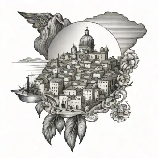 city ​​of Naples city tattoo design idea