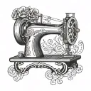 A beautiful and intricate design of a sewing machine needle intertwined with delicate thread, symbolizing the bond between you and your mother tattoo design idea