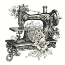 A beautiful and intricate design of a sewing machine needle intertwined with delicate thread, symbolizing the bond between you and your mother tattoo design idea