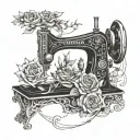 A beautiful and intricate design of a sewing machine needle intertwined with delicate thread, symbolizing the bond between you and your mother tattoo design idea