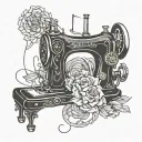 A beautiful and intricate design of a sewing machine needle intertwined with delicate thread, symbolizing the bond between you and your mother tattoo design idea