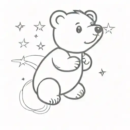 a teddy bear sitting looking up at the sky tattoo design idea