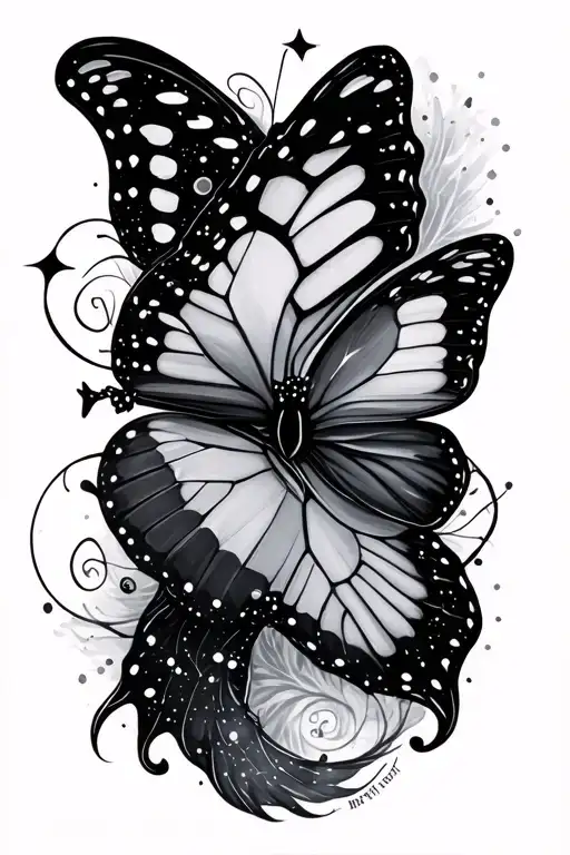 fading butterfly and Lyra constellation made tattoo design idea