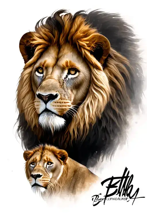 father son lion tattoo design idea