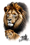 father son lion tattoo design idea
