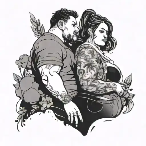 april 22, 2022 couple chubby girl thin boy  tattoo design idea