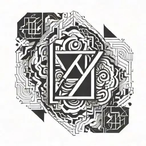 A modern minimalistic black tattoo with only the letters L, Y & A mixed together in a modern font tattoo design idea
