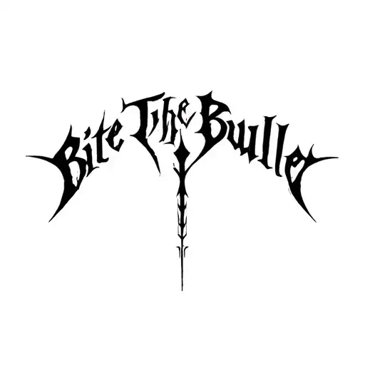 "Bite The Bullet" "Bite The Bullet" "Bite The Bullet" "Bite The Bullet" "Bite The Bullet" Dense black gothic script fused with abstract forms. Combineslanguage and symbolism tattoo design idea