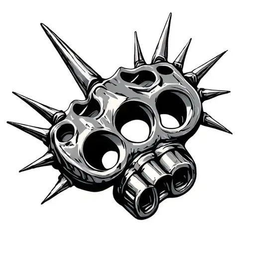 brass knuckles with spikes tattoo design idea