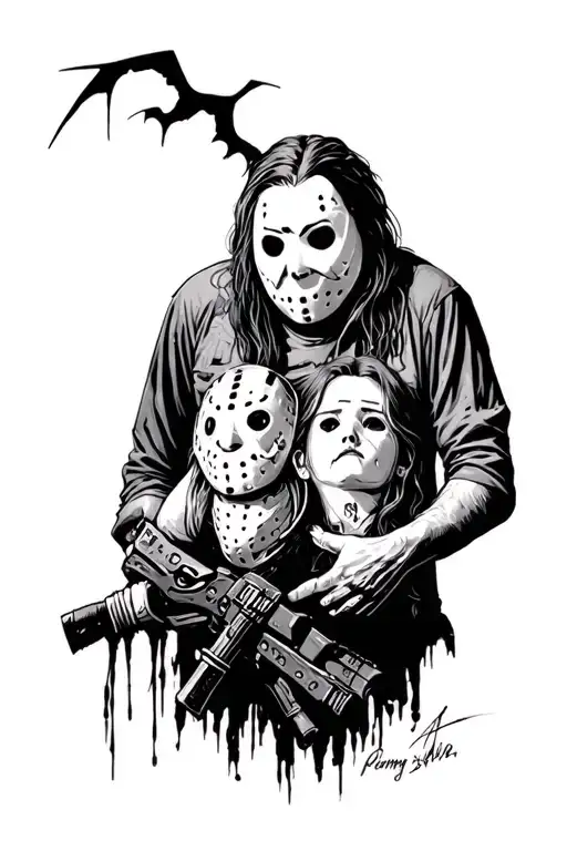 Michael Myers, Jason Voorhees, penny wise, jeepers creepers tattoo design idea