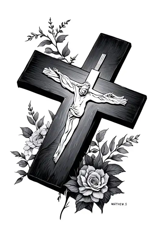 cross, Our Father prayer, Matthew 5.6 tattoo design idea