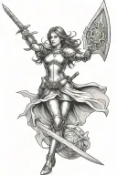 joan of arc sword and shield maiden tattoo design idea