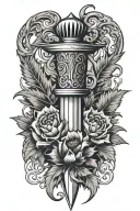 scottish dagger through thistle intertwined tattoo design idea