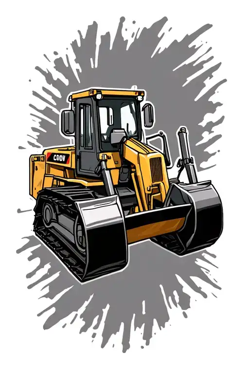 cartoon bulldozer inspired details tattoo design idea