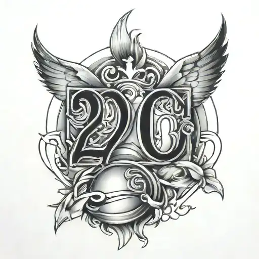 number 2001 birth year tattoo design idea
