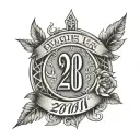 number 2001 birth year tattoo design idea