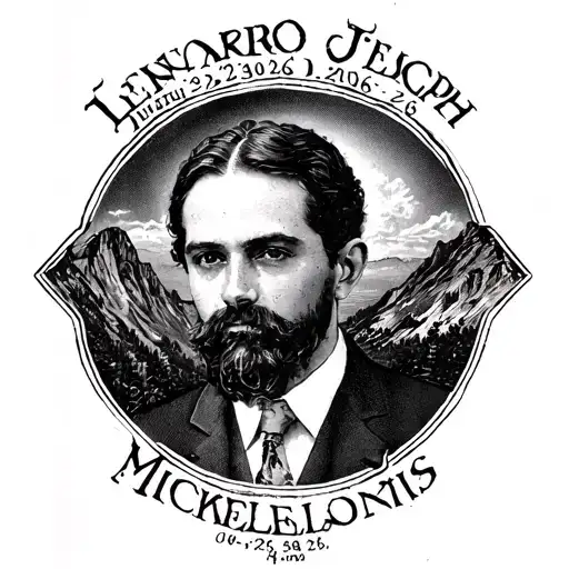 Memorial tattoo for Leonardo Joseph Mikelonis. birth and death date 04-23-2006 through 01-28-25 and Yosemite  tattoo design idea
