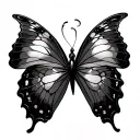 butterflies, soft angelcore halos, chrome and glassy surfaces, The Nightmare Before Christmas cyber realism  tattoo design idea