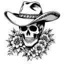 skeleton Mexican cowboy hat tattoo design idea