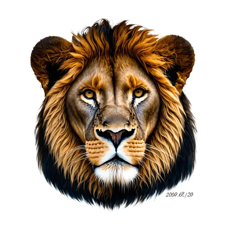 Lev Lioness and Lion City family and date of birth tattoo design idea