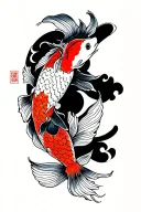 koi fish strength symbol tattoo design idea