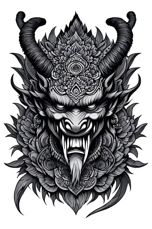 balinese demon tattoo design idea