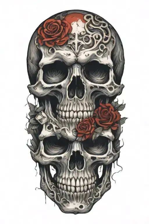 Bipolar disorder skull tattoo design idea