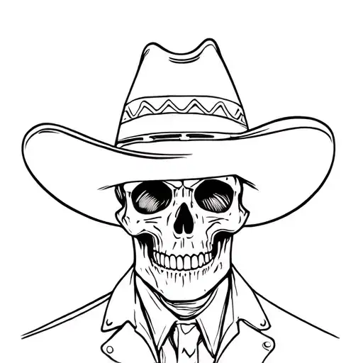skull in western clothing and sombrero tattoo design idea