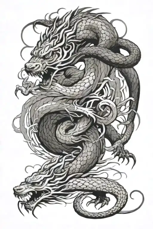 dragon snake boar tiger surrounded tattoo design idea