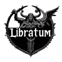 "Libratum" technology symbol with devil and angel tattoo design idea
