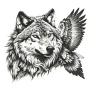 wolf and eagle tattoo design idea