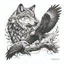 wolf and eagle tattoo design idea
