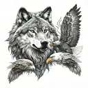 wolf and eagle tattoo design idea