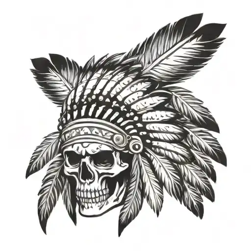 indian chief skull face tattoo design idea