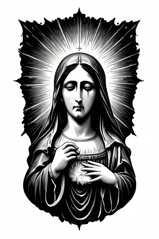 crying virgin mary tattoo design idea