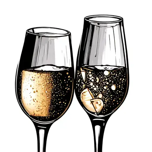 couple champagne and glas tattoo design idea