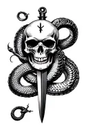 Skull clock serpent dagger tattoo design idea