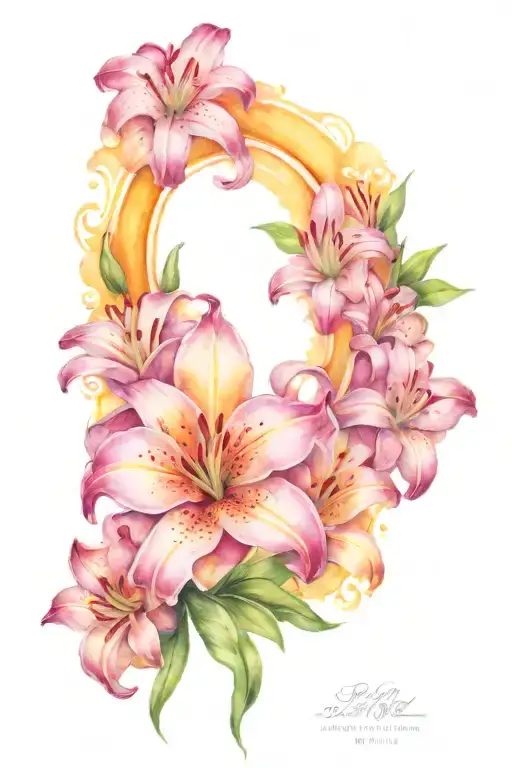 sunshine and Lilly flower memorial tattoo tattoo design idea