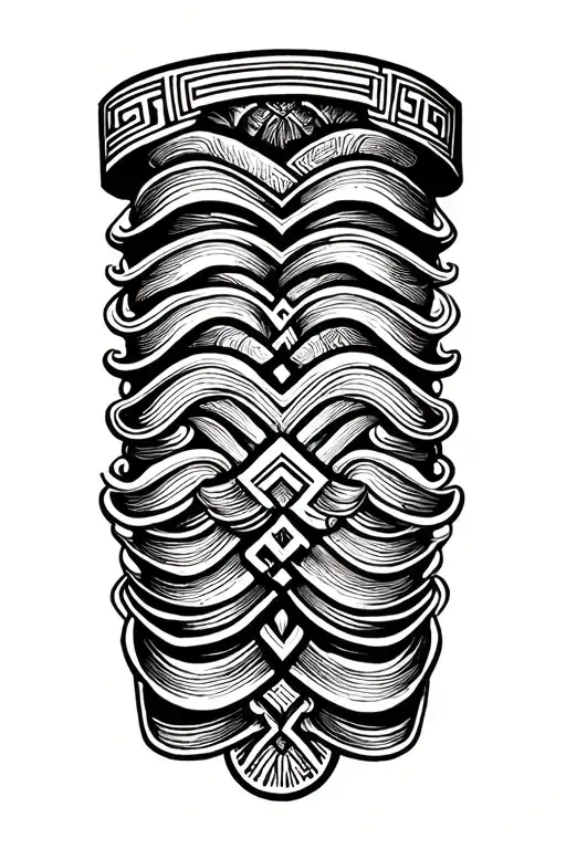  lines waves with Greek key arm band worked  tattoo design idea