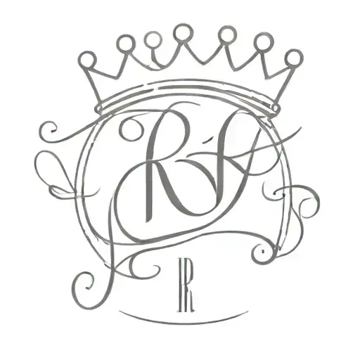  a tattoo featuring back-to-back "R" letters with a crown tattoo design idea