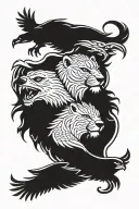 Badger, eagle, snake, and lion  tattoo design idea
