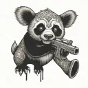 Voodoo panda bear with pistol tattoo design idea