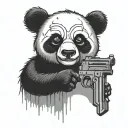 Voodoo panda bear with pistol tattoo design idea